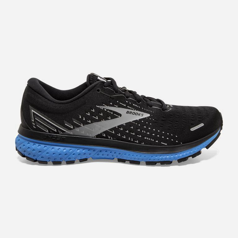 Brooks Ghost 13 Israel - Men's Road Running Shoes - Black/Grey/Blue (32708-OVQW)